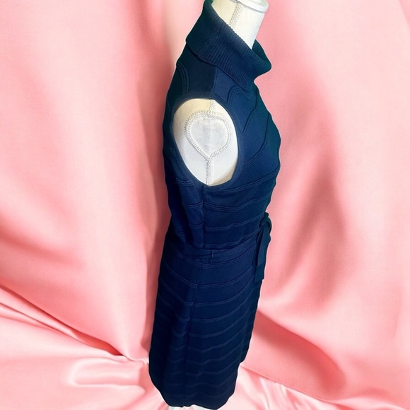 Calvin Klein Sleeveless Ribbed Turtleneck Sweater Dress with Belt in “Ink” Sz M - Picture 10 of 12